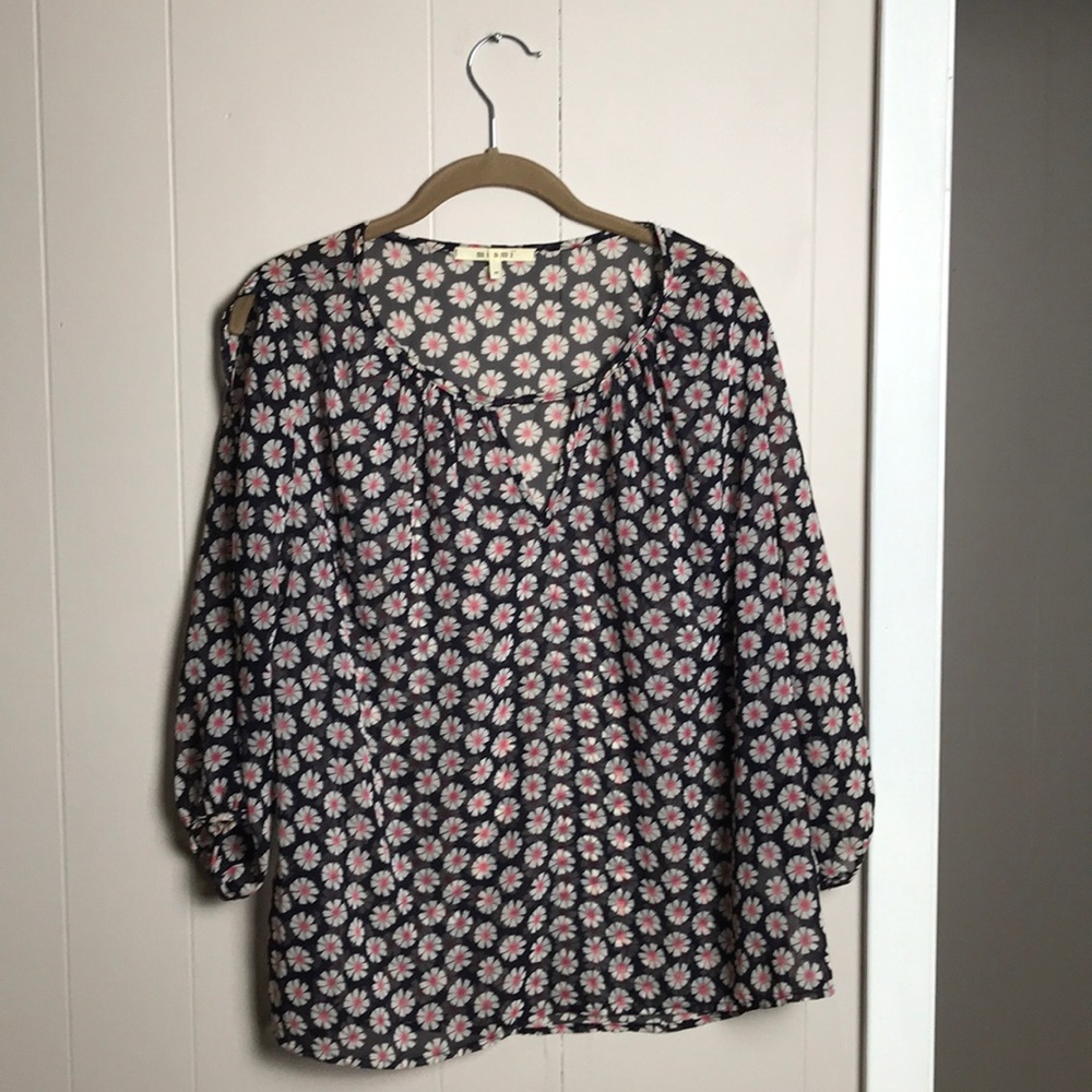 Sheer Floral Blouse with arm cutouts